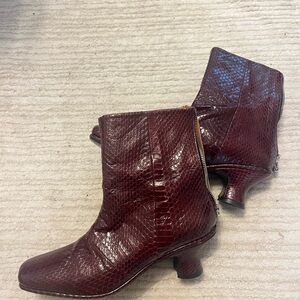 Women's Burgundy Snakeskin Boots - Nicole Saldana